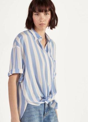 Трендовая натуральная блуза рубашка в полоску