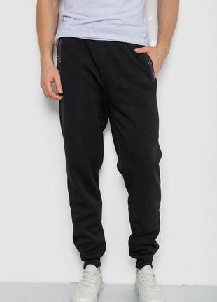 Спортивные штаны мужские на флисе, цвет черный, 244r41329