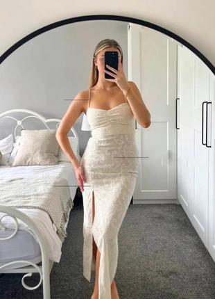 Платье миди из прошвы новая коллекция zara платье с разрезом8 фото