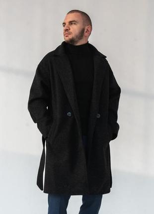 Пальто чоловіче сірого кольору довге осінь зима весна