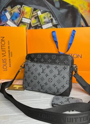 Чоловічі сумка louis vuitton trio messenger monogram eclipse s057