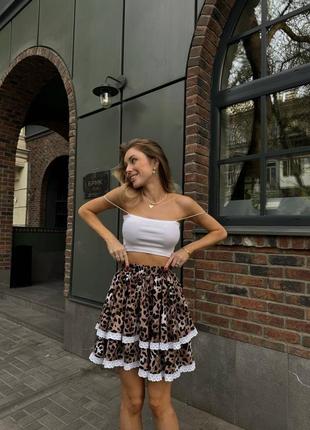 Модная двухслойная юбка с кружевом 🤍2 фото