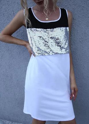 Shein. англия. в наличии. платье в блочном дизайне с серебристыми пайетками.2 фото