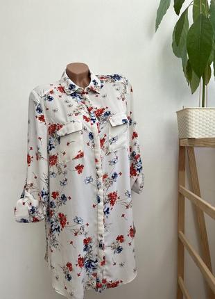 Рубашка блуза длинная туника женская в цветочки m-l primark