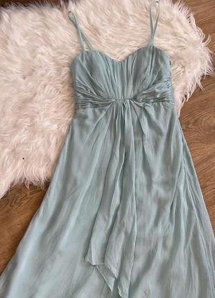 Вечернее длинное шелковое платье нежно бирюзового цвета coast размер 38