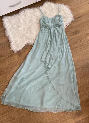 Вечернее длинное шелковое платье нежно бирюзового цвета coast размер 381 фото