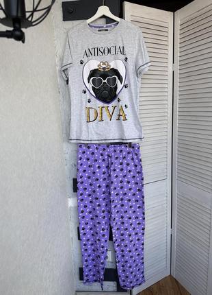 Хлопковая пижама с бульдогом мопсом