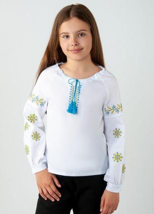 Вышиванка черная патриотическая для девочки подростковая, вышитая рубашка с длинным рукавом, блуза с вышивкой3 фото