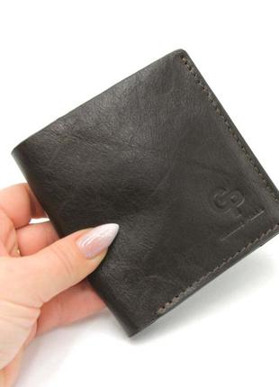 Мужской кожаный портмоне коричневый grande pelle 538420 с монетницей