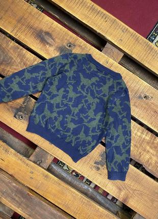 Дитяча бавовняна кофта (светр) з принтом f&f (еф енд еф 3-4 роки 98-104 см ідеал оригінал синя-хакі)2 фото