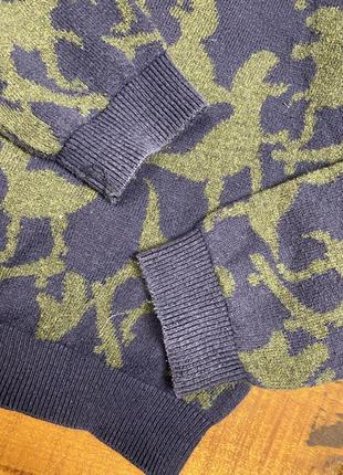 Детская хлопковая кофта (свитер) с принтом f&f (эф энд эф 3-4 года 98-104 см идеал оригинал синий-хаки)5 фото