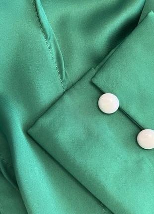Сукня смарагдова зелена атлас2 фото