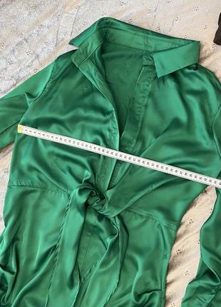 Сукня смарагдова зелена атлас4 фото