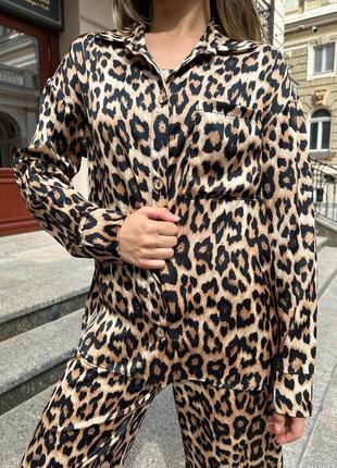Леопардовый костюм 4 в 1 штаны топ рубашка и шорты8 фото