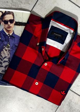 Чоловіча брендова бавовняна тінішка dsquared2 у червоному кольорі в клітинку розмір l