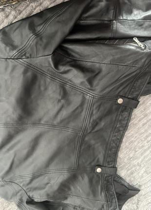 Кожаная куртка брендовая черная почти новое идеальное состояние zara2 фото
