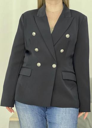 Актуальный удлиненный двубортный пиджак No1523 фото