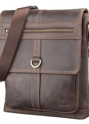 Сумка чоловіча shvigel 11113 шкіряна коричнева 1tap