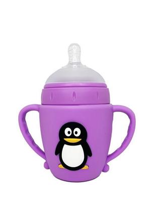 Бутылочка пластиковая с ручками "пингвин" mgz-0301, 180 мл