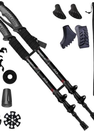 Трекінгові палиці powerplay 9109 fika black/red 60-135 см (пара)  + 2-ві пари чобітків + чохол 1tap