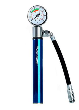 Насос велосипедный west biking 0711032 ручной с индикатором blue 1tap