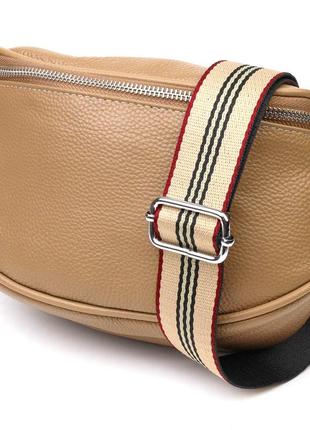 Женская сумка через плечо из натуральной кожи 22111 vintage бежевая 1tap
