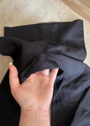 Чёрные лосины в рубчик new look эластичные мягкие облегающие леггинсы 🖤7 фото