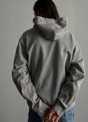 Mennace oversized washed grey hoodie худи кофта свитер свитшот оверсайз стильное плотное интересное оригинал вышивка свободная широкая5 фото