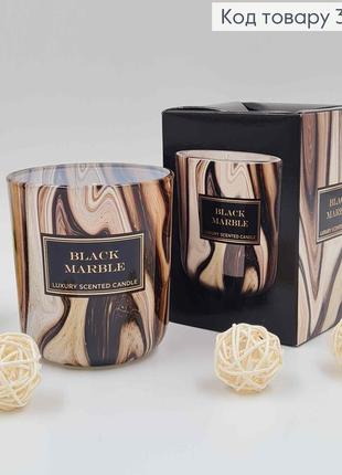 Аромасвіча у склянці black marble, 150 г із запахом парфумерної композиції 30год горіння