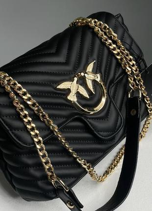 Сумка pinko lady love bag puff v quilt black gold3 фото