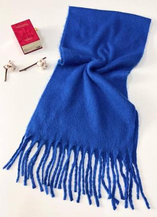 Теплый шарф объемный (синий електрик)