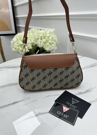Жіноча сумка багет guess стильна сумка клатч коричнева на плече4 фото