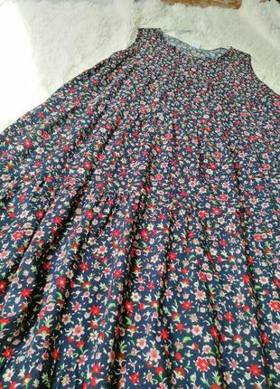 Плаття сарафан натуральна бавовняна тканина 100% штапель квітковий принт2 фото