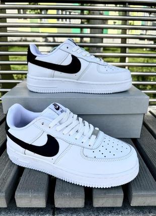 Кросівки класичні шкіра nike air force white (топ-якість)1 фото