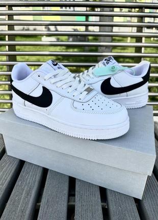 Кросівки класичні шкіра nike air force white (топ-якість)6 фото