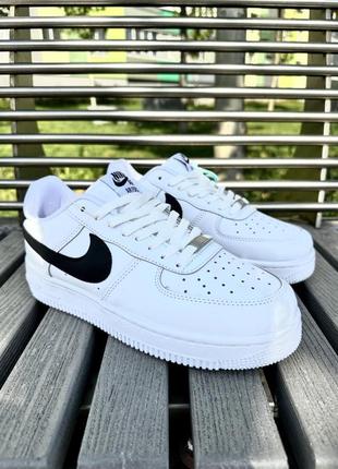 Кросівки класичні шкіра nike air force white (топ-якість)10 фото