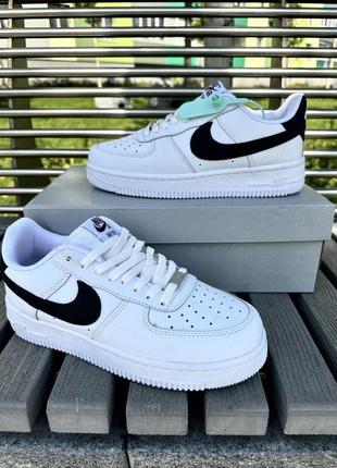 Кросівки класичні шкіра nike air force white (топ-якість)5 фото