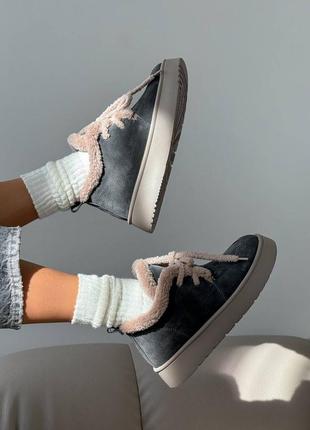 Зимние ботинки тедди графит