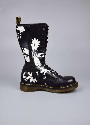 Dr. martens petula combat floral високие мартинсы берцы с цветами5 фото