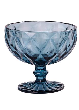 Креманки из толстого стекла набор 6 штук по 300 мл синие