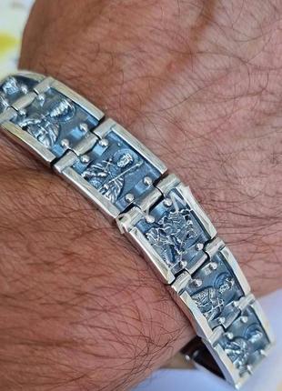 Браслет православний срібний чоловічий святі мужі