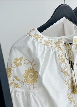 Турецька оверсайз блуза блузка вишиванка з рукавами ліхтариками4 фото