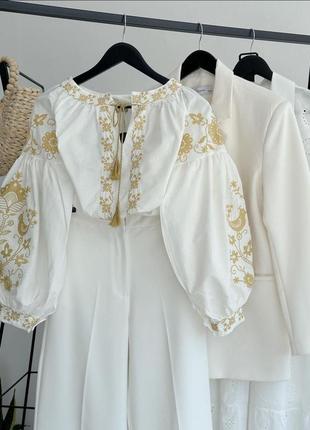 Турецька оверсайз блуза блузка вишиванка з рукавами ліхтариками3 фото