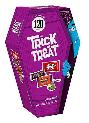 Шоколадні цукерки hershey's assorted trick or treat halloween candy coffin 1150g