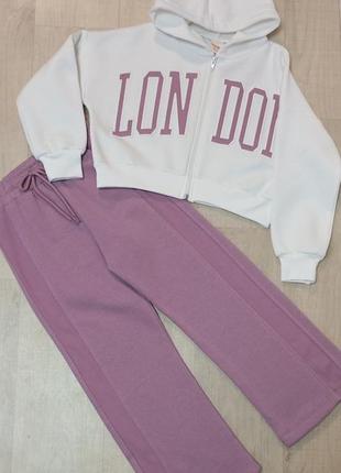 Теплий спортивний костюм на флісі для дівчинки на блискавці "miniloox" 7,8,9,10 років .