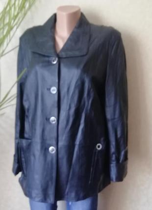 Женская кожаная куртка большого размера, черный классический пиджак из лайки4 фото