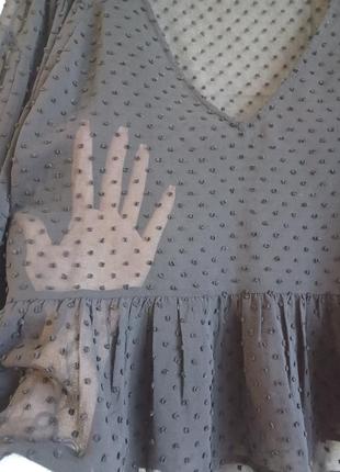 Блуза прозрачная сетка в горох пышные рукава3 фото