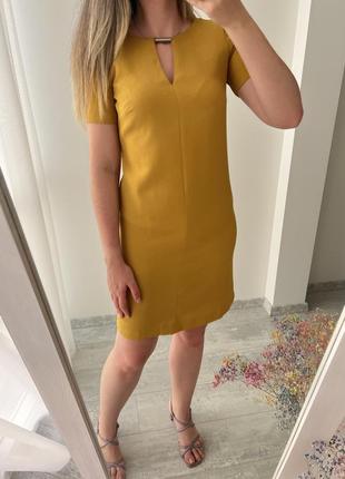 Горчичное платье с подкладом