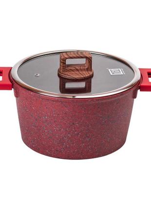 Высококачественная кастрюля алюминиевая mgc с гранитным покрытием 5.3 л, красный,для современной кухни