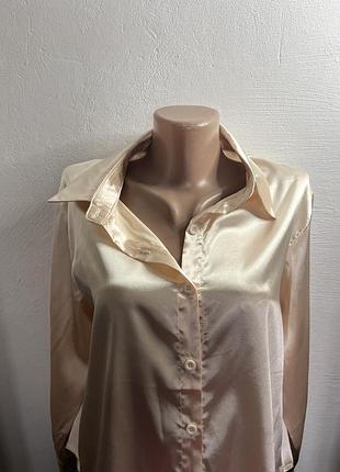 Сатинова атласна блуза сорочка шовкова золотава